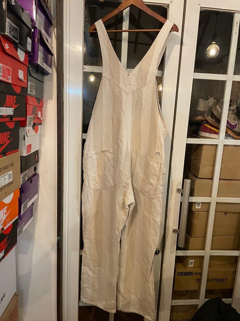 レア　アナクロノーム　ストライプ コットンオーバーオール サイズ32