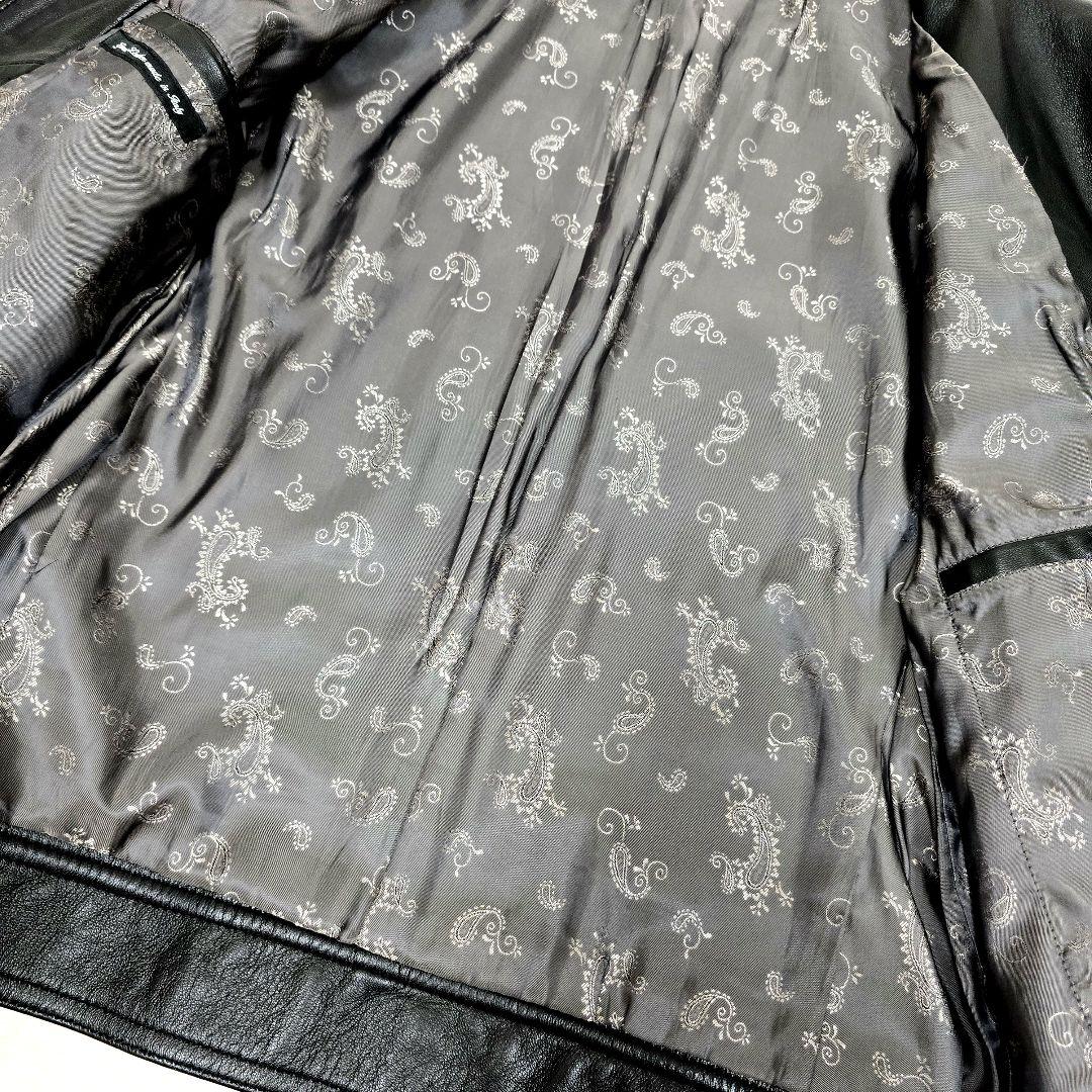 希少 ハイストリート レザージャケット シープスキン ペイズリー 本革 黒 S
