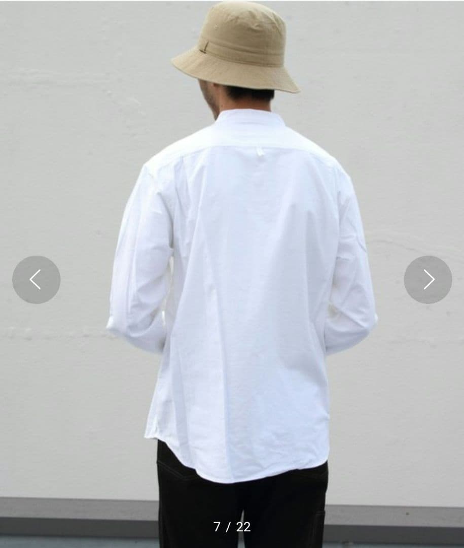 超人気★DANTON　ダントン　YOXバンドカラーシャツ　1.3万　L　ホワイト