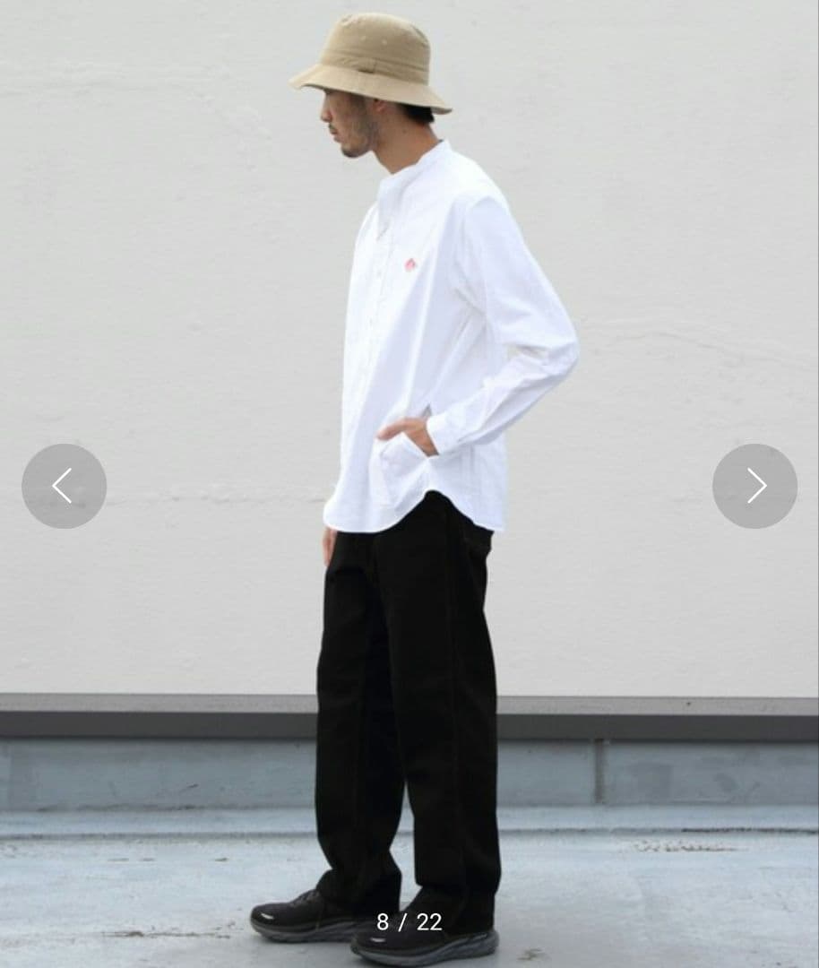 超人気★DANTON　ダントン　YOXバンドカラーシャツ　1.3万　L　ホワイト