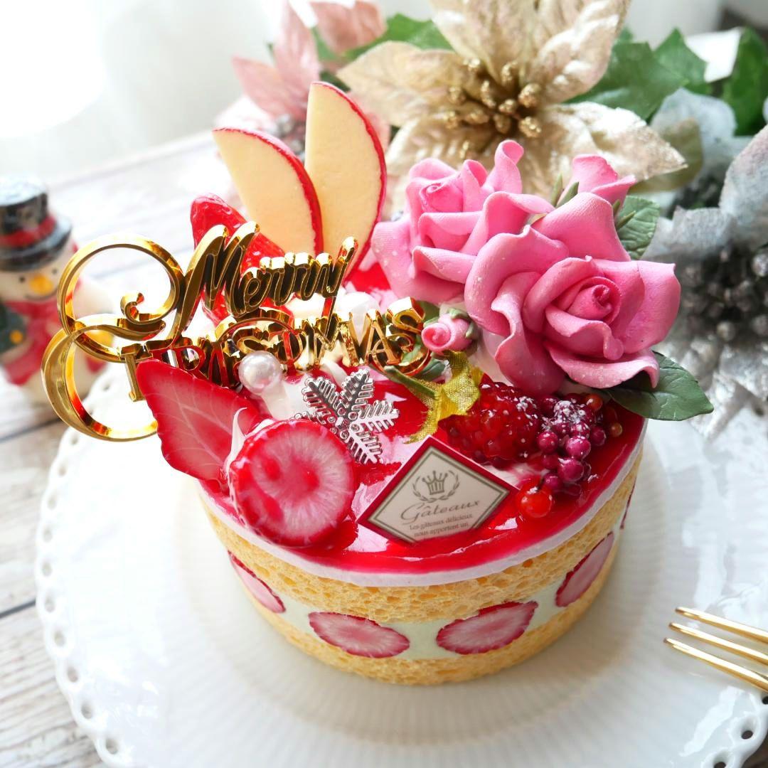 【ルブの森★様】フェイクスイーツ◆苺＆ピスタチオムースフレジェ風X'masケーキ