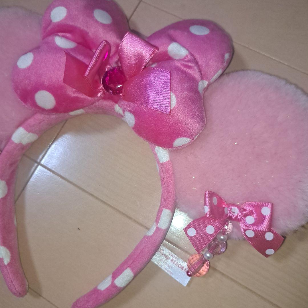 ディズニー カチューシャ イヤリング ピンク ミニー リボン 水玉 ドット