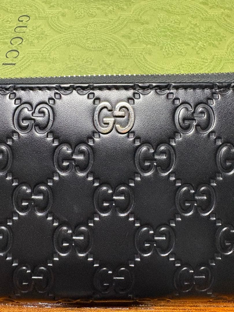 GUCCIグッチ 長財布 ラウンドファスナー GGロゴ ブラック
