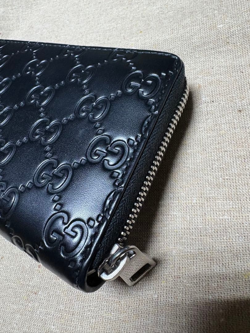 GUCCIグッチ 長財布 ラウンドファスナー GGロゴ ブラック