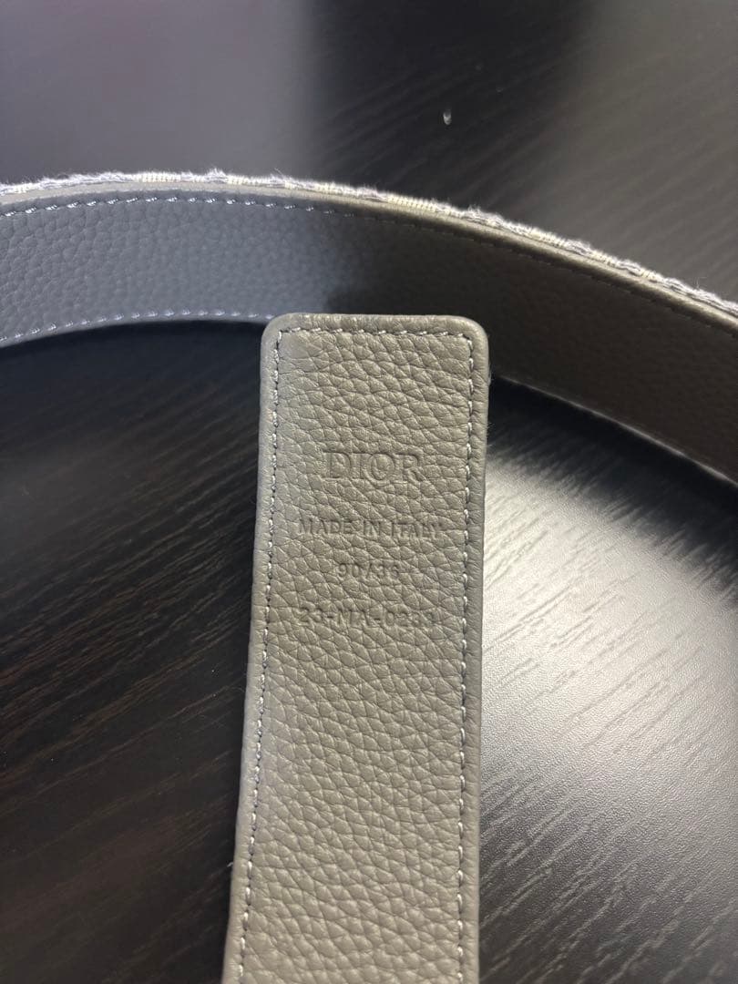 Dior グレー レザーベルト 90cm
