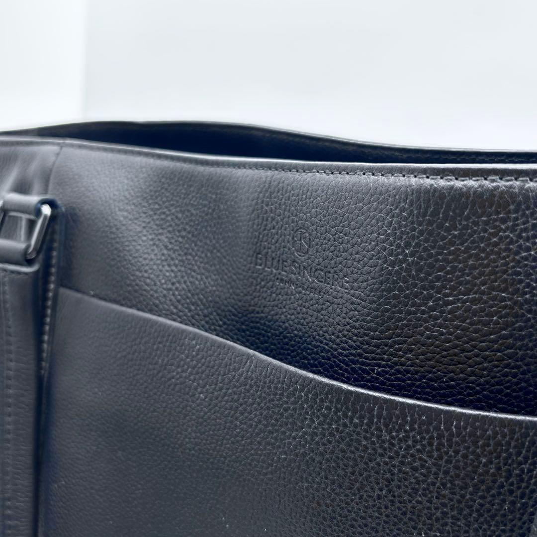 BLUE SINCERE　ビジネスバッグ　トート　レザー　紺色　A4◎　肩掛け◎