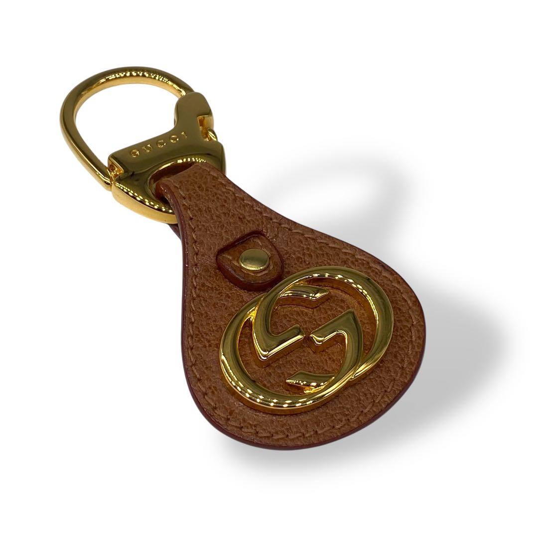 GUCCI グッチ　インターロッキング　キーホルダー　キーリング　レザー　メタル