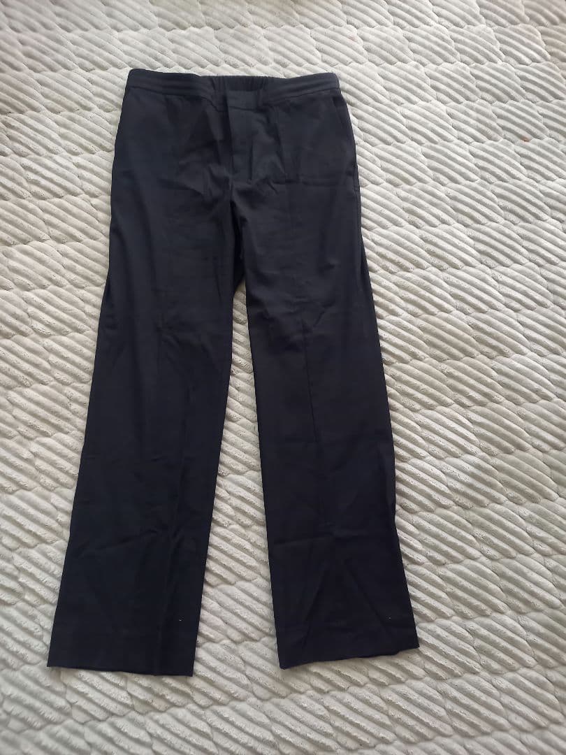 希少大きいサイズ　インディヴィ パンツスーツ ノーカラー リネン 13号ネイビー