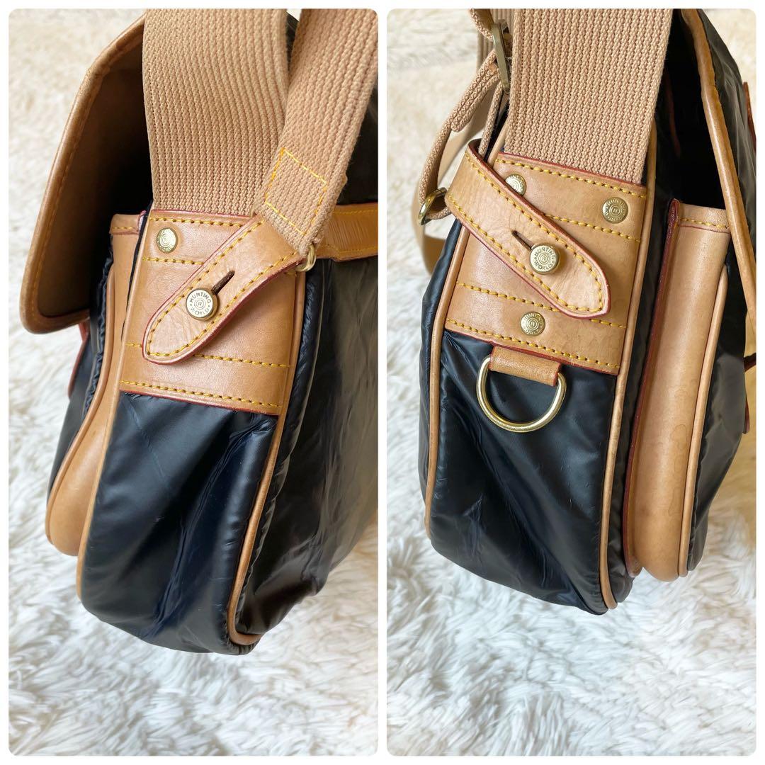 良品★ ハンティングワールド メッセンジャーバッグ バチュークロス ネイビー