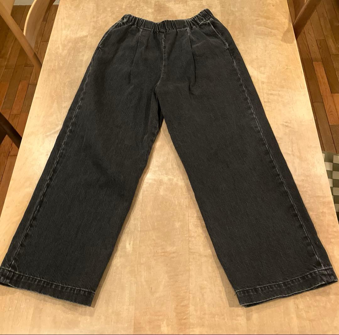 かぐれ　フェードデニムイージーパンツ　ブラック