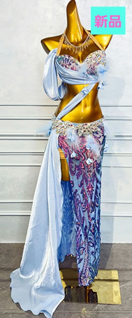 【新品】水色 天使 ベリーダンス衣装 セット Mサイズ
