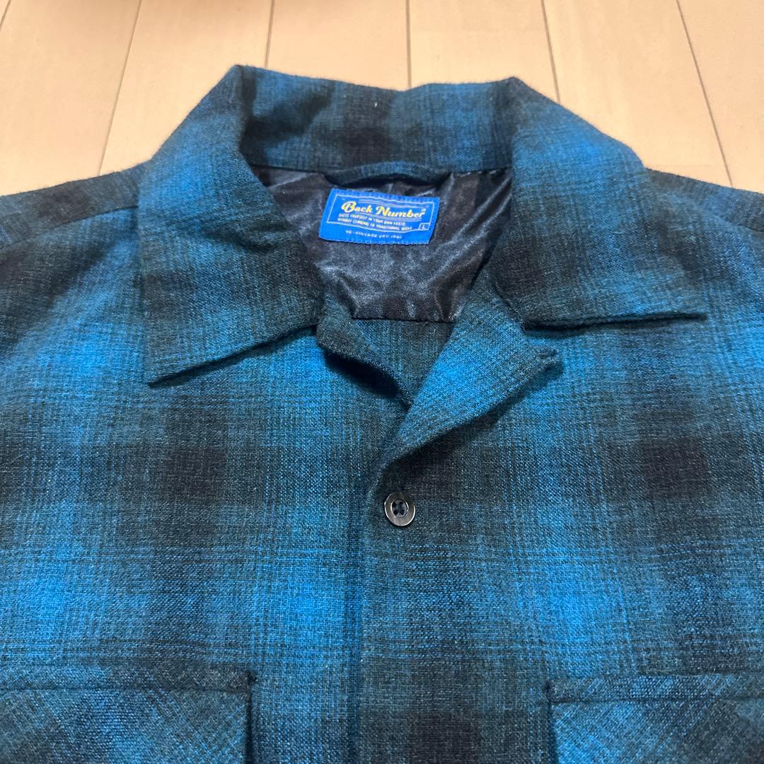 BACK NUMBER ウールミックス オープンカラーシャツ L ボードシャツ