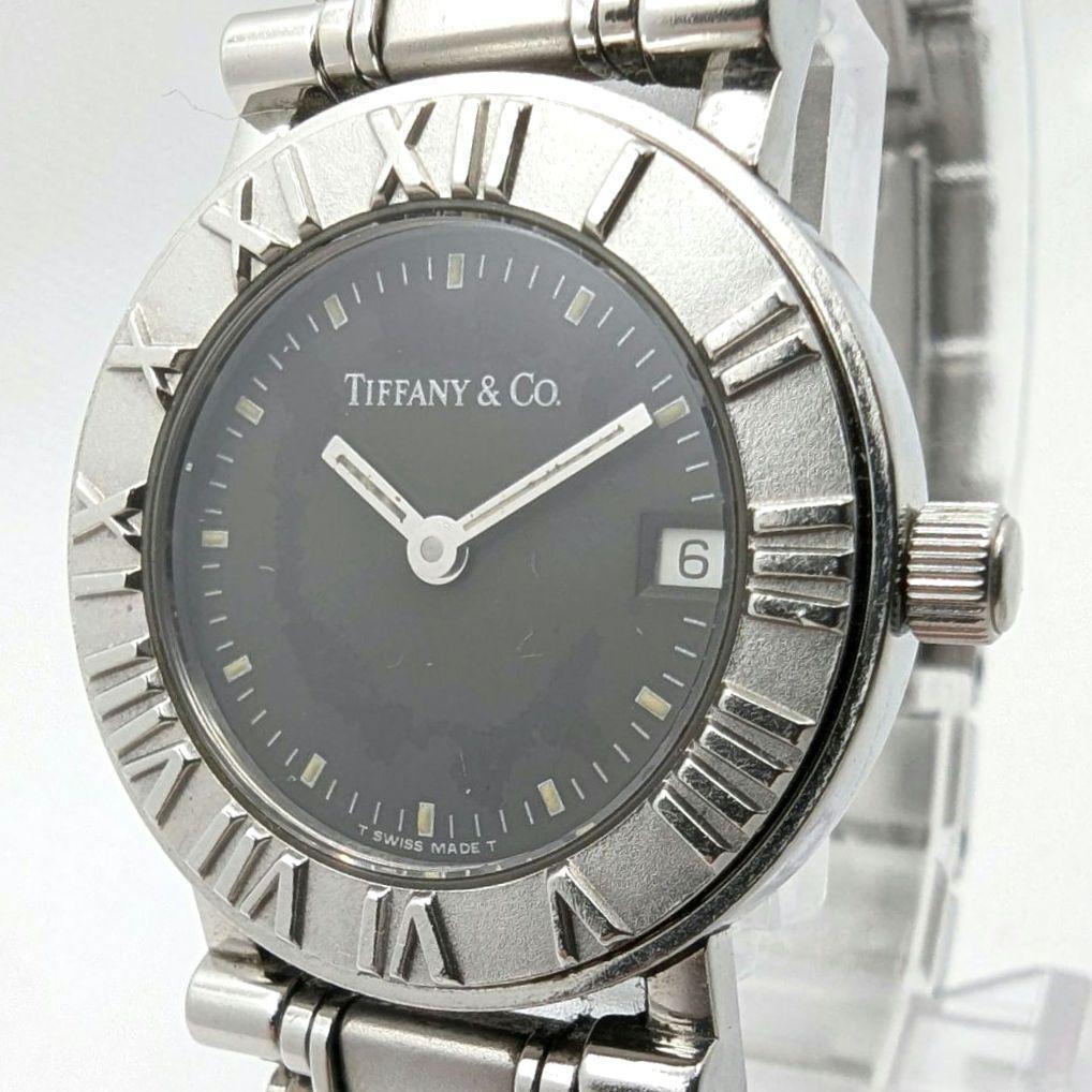 【新品電池交換済み】TIFFANY アトラス ブラック文字盤 腕時計