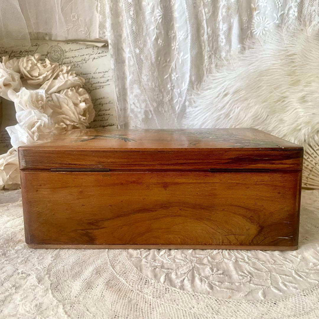 ミア　　【レア】鍵付き大きなモシュリンヌボックスピンクフランスアンティーク