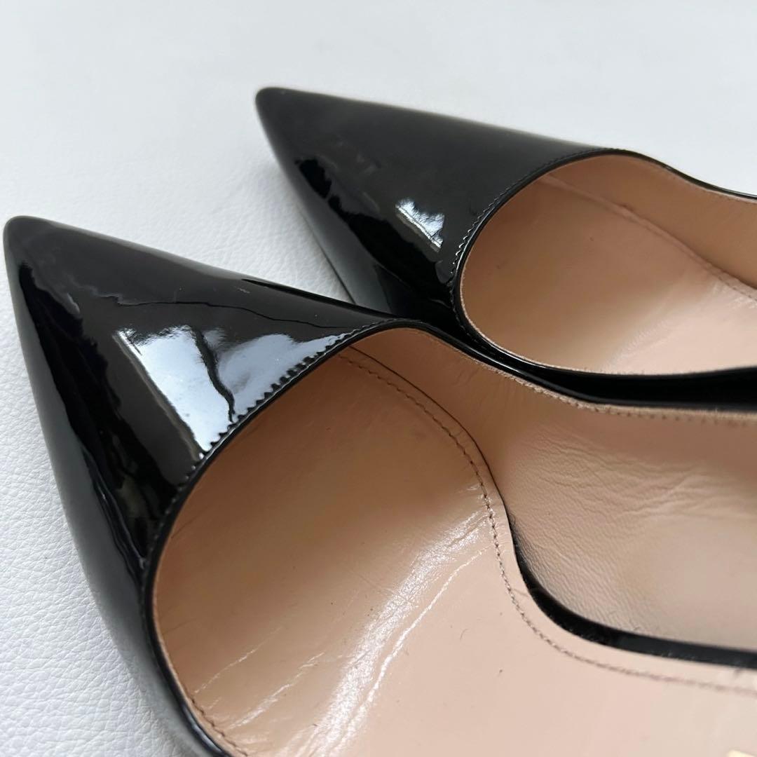 極美品✨PRADA プラダ パテント レザー ピンヒール パンプス 黒 24cm