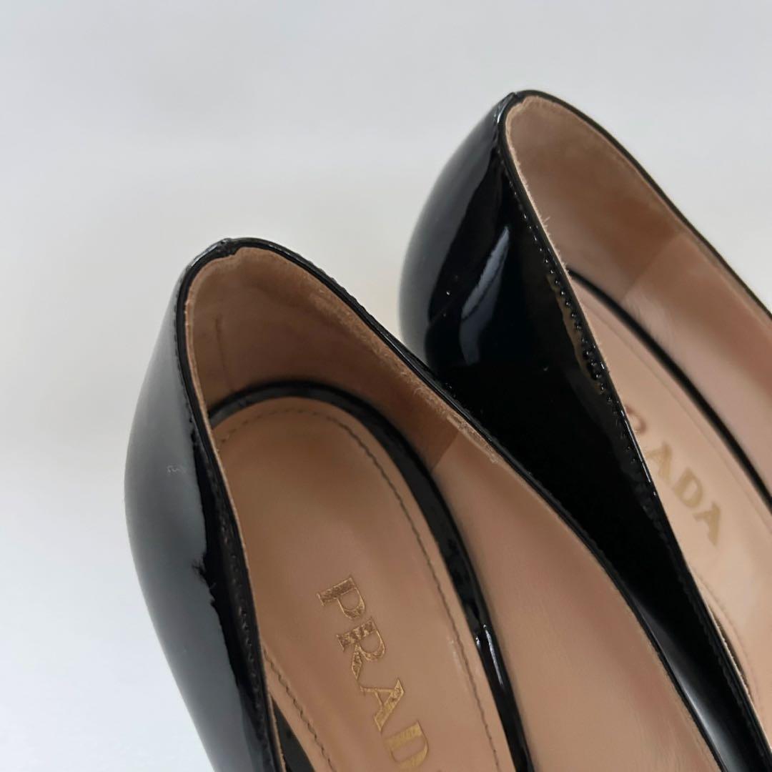 極美品✨PRADA プラダ パテント レザー ピンヒール パンプス 黒 24cm