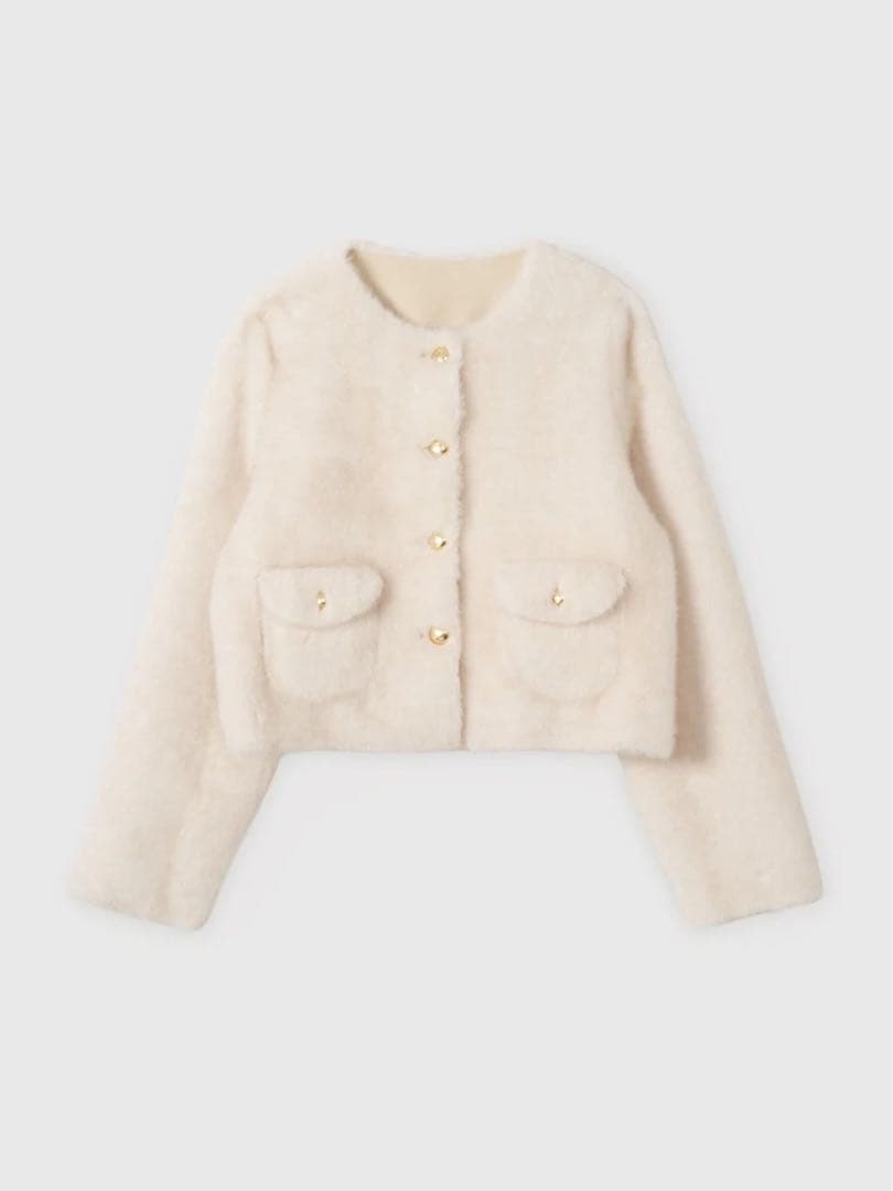 eimy istoire　ゴールドボタンフェイクファージャケット