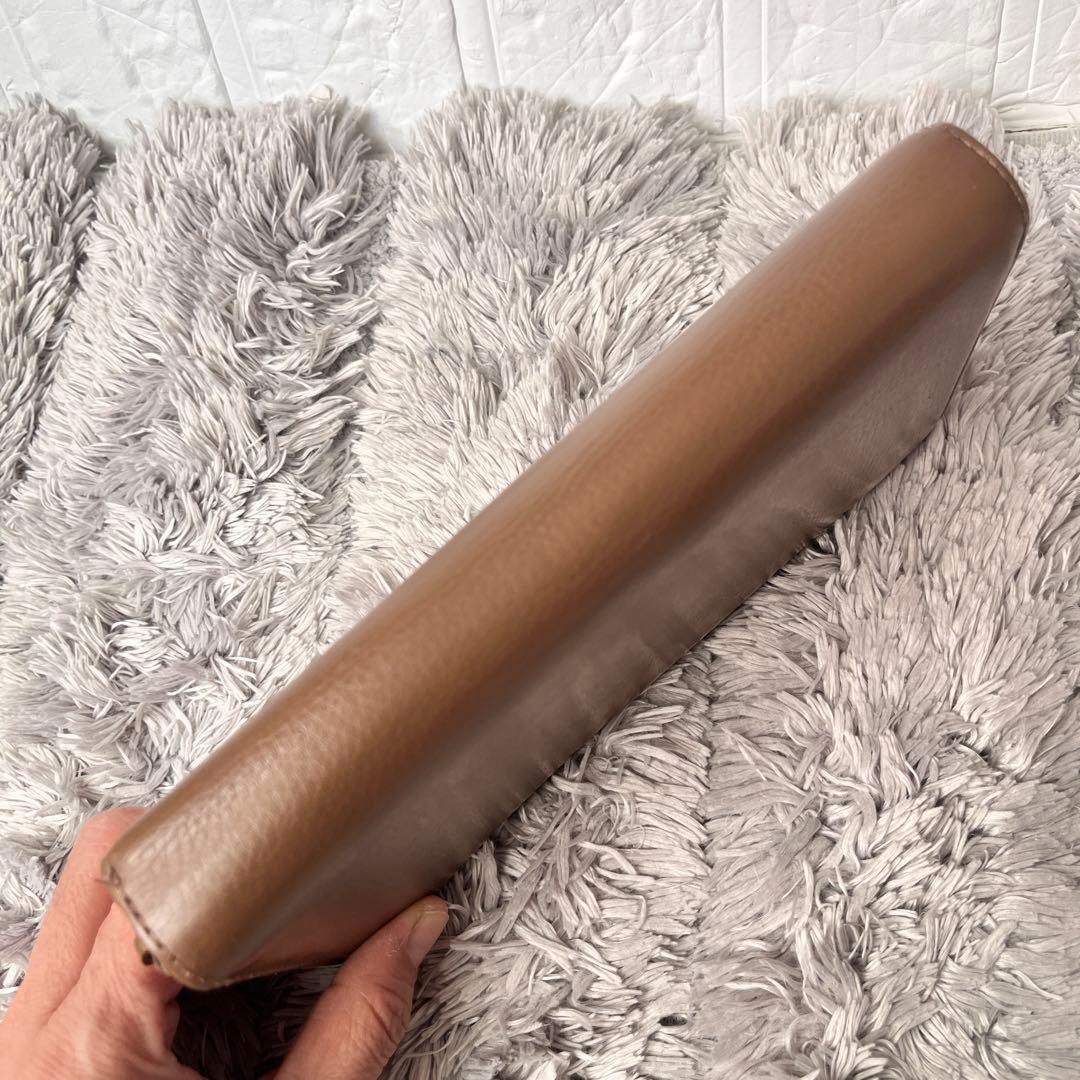 GUCCI 大容量　長財布　ラウンドファスナー　シボレザー　ブラウン　メンズ