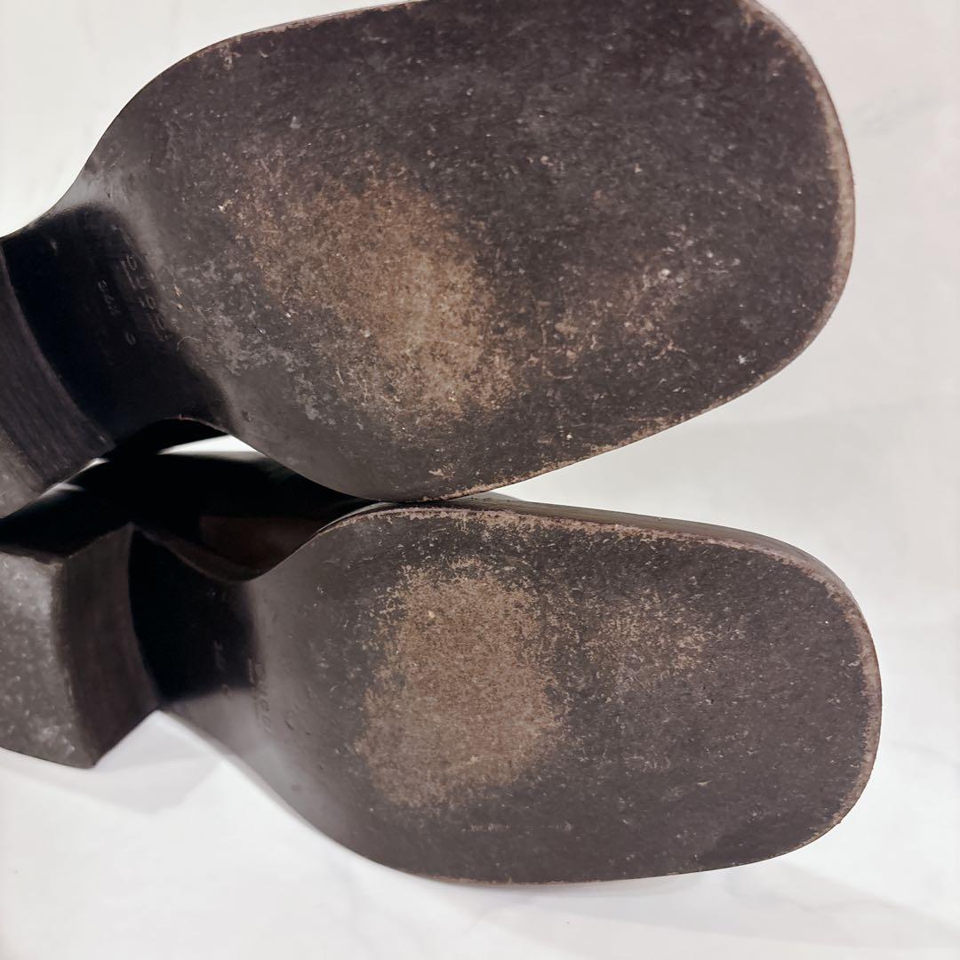 GUCCI グッチ スクエアトゥ チャンキーヒール　ホースビット ブラウン 茶