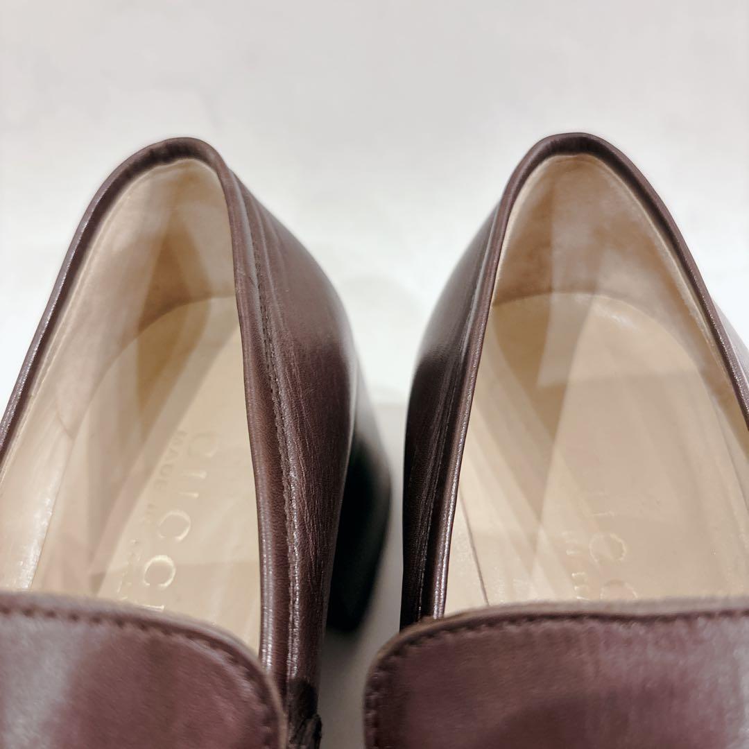 GUCCI グッチ スクエアトゥ チャンキーヒール　ホースビット ブラウン 茶