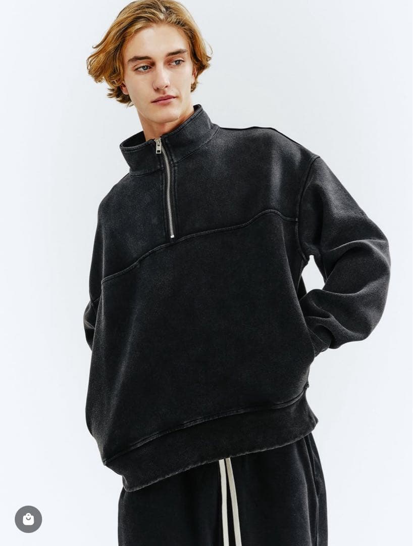 【新品 未使用】BTMK HALF ZIP SWEAT washed XS919