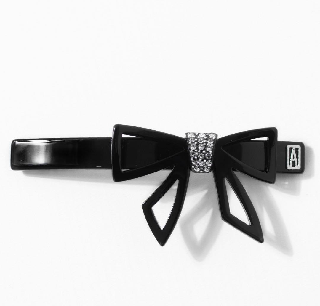 【美品】人気アレクサンドルドゥパリ　ブラックリボン　バレッタ　ブランド巾着袋付き