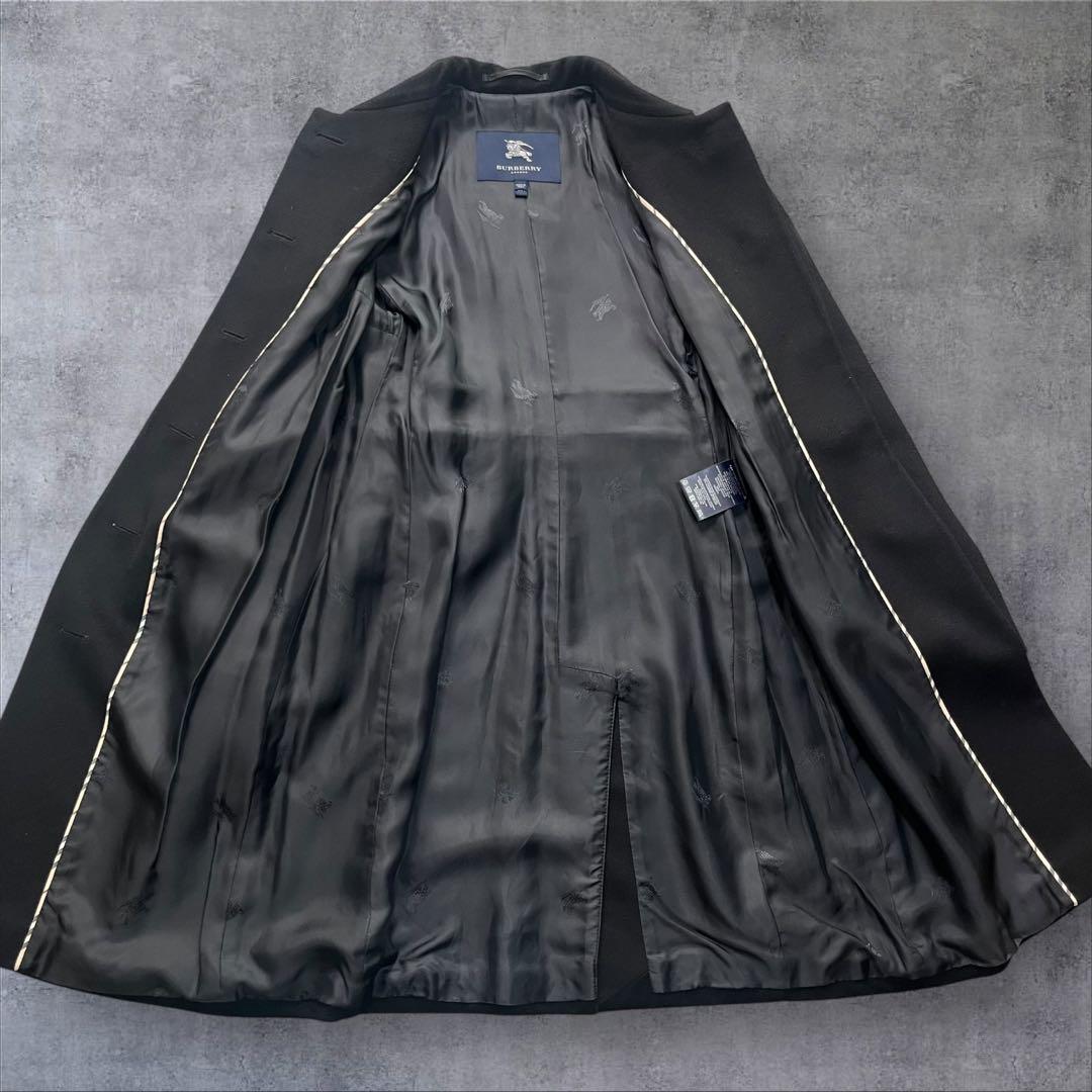 【美品】 バーバリー ステンカラーコート M相当 カシミヤ ブラック ホースロゴ