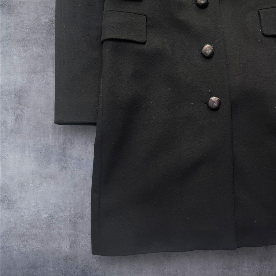 【美品】 バーバリー ステンカラーコート M相当 カシミヤ ブラック ホースロゴ