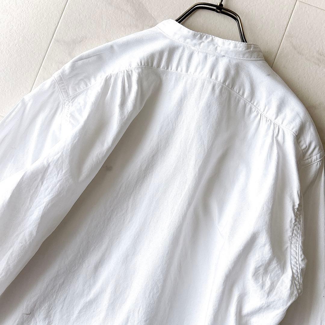 45R 薄オックスの908ビッグーグーシャツ ホワイト 2ゆったり 刺繍ボタン