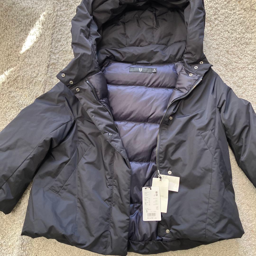 新品タグ付き　ユニクロ＋J ダウンショートパーカ　ネイビー　S