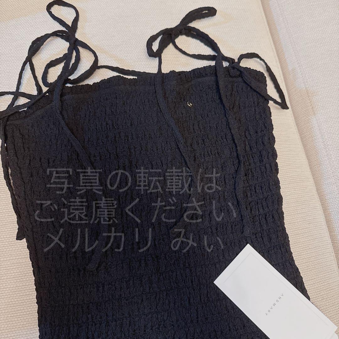 トップス Andmary Shirring ribbon camisole black F