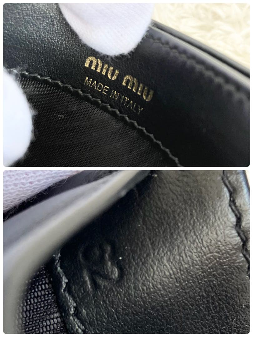 極美品✨FRID搭載✨現行✨ミュウミュウ　カードケース　名刺入れ　ブラック