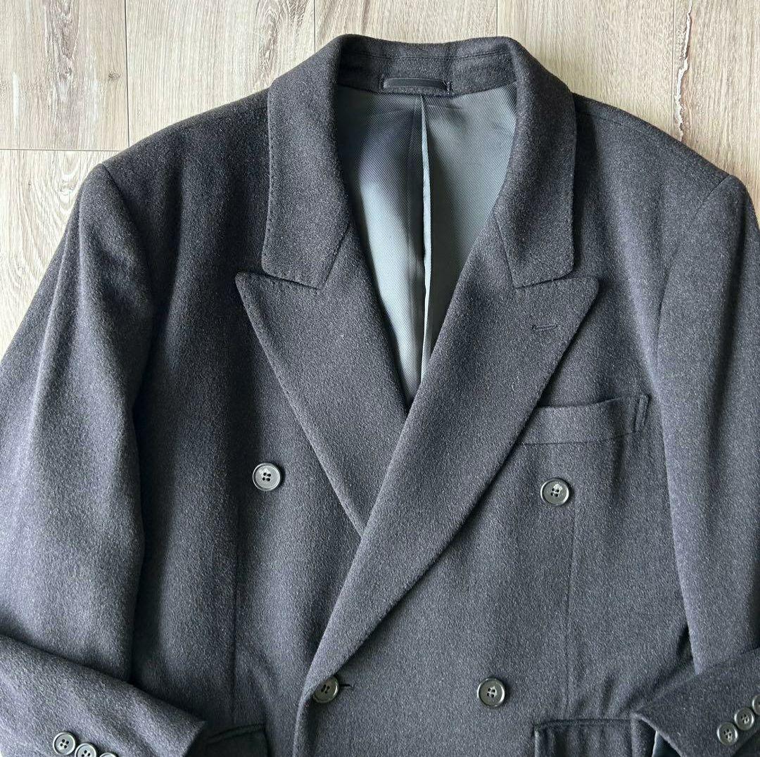 カシミヤ混 チェスターコート ダブル 黒 ヴィンテージ