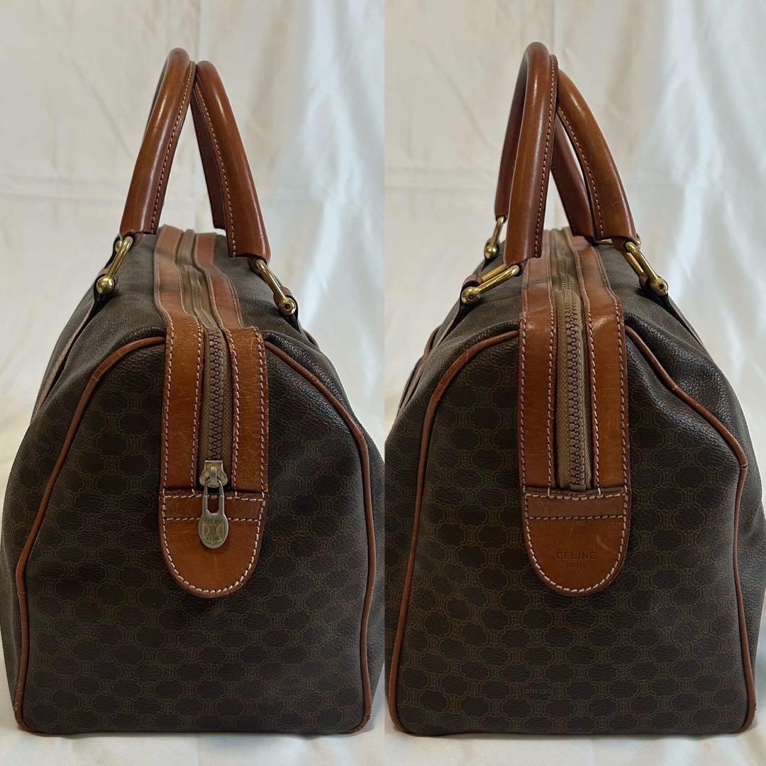 【極美品】セリーヌ トリオンフ マカダム ボストンバッグ レザー 大容量 茶色