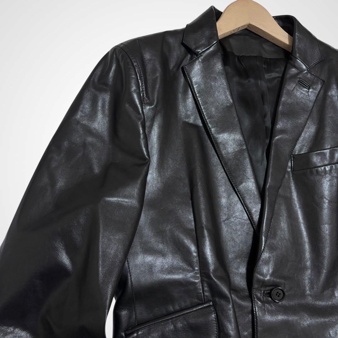 【極上の艶/ハリ】コスチュームナショナル レザージャケット テーラード 本革 黒