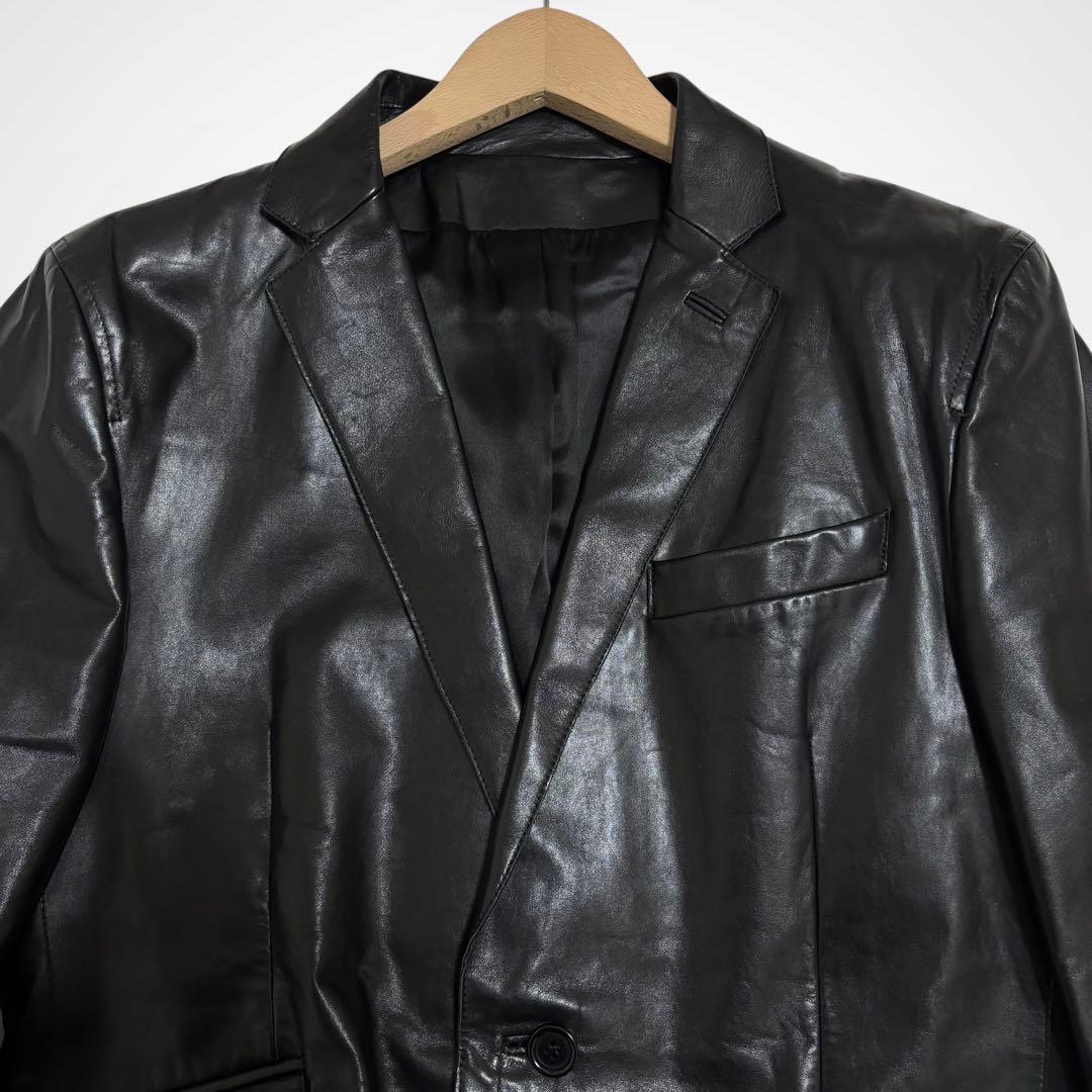 【極上の艶/ハリ】コスチュームナショナル レザージャケット テーラード 本革 黒