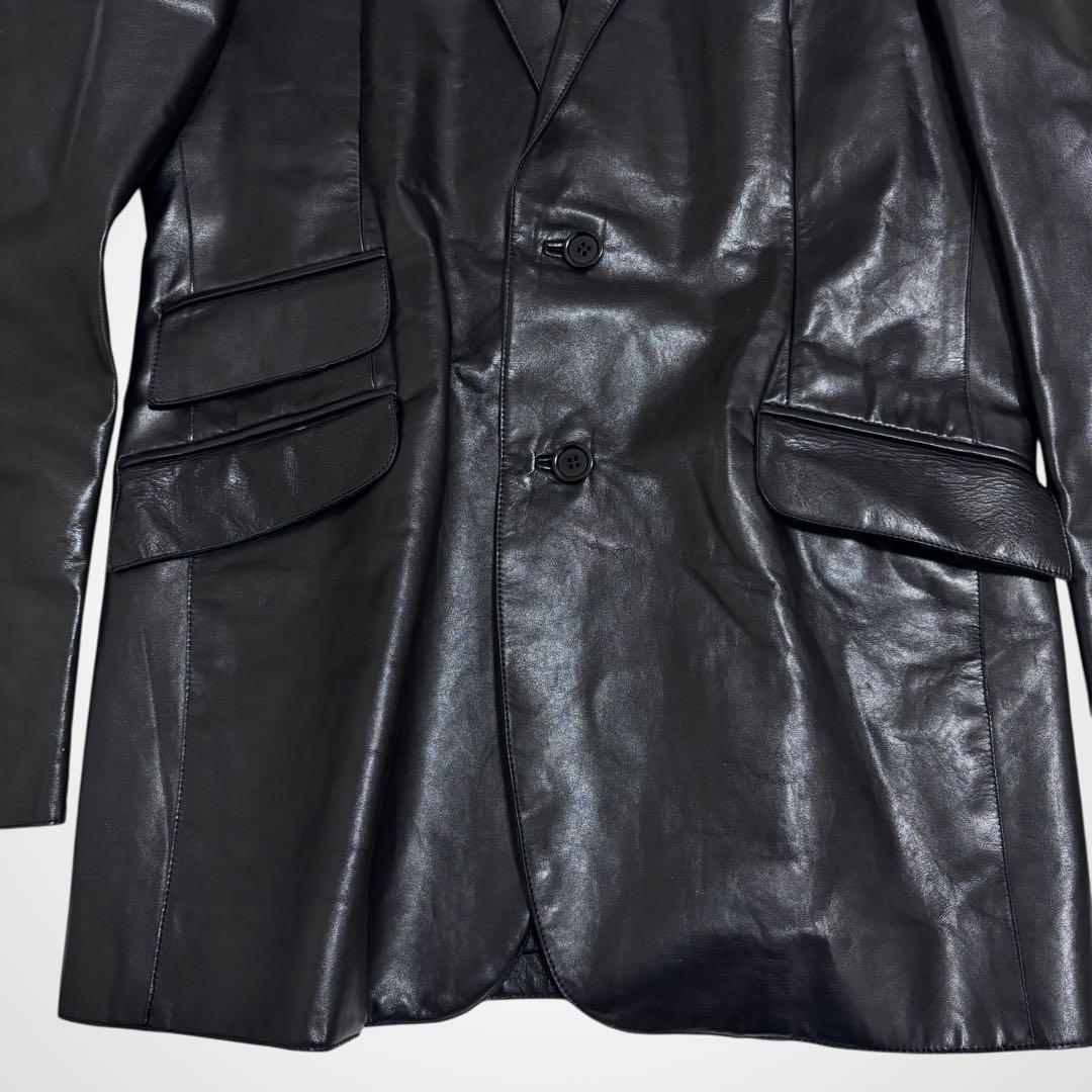 【極上の艶/ハリ】コスチュームナショナル レザージャケット テーラード 本革 黒