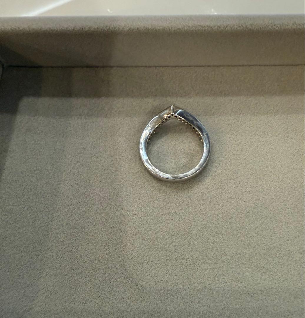 ノーブランド　K18 ホワイトゴールド　V字ダイヤリング　指輪　4g 0.3ct