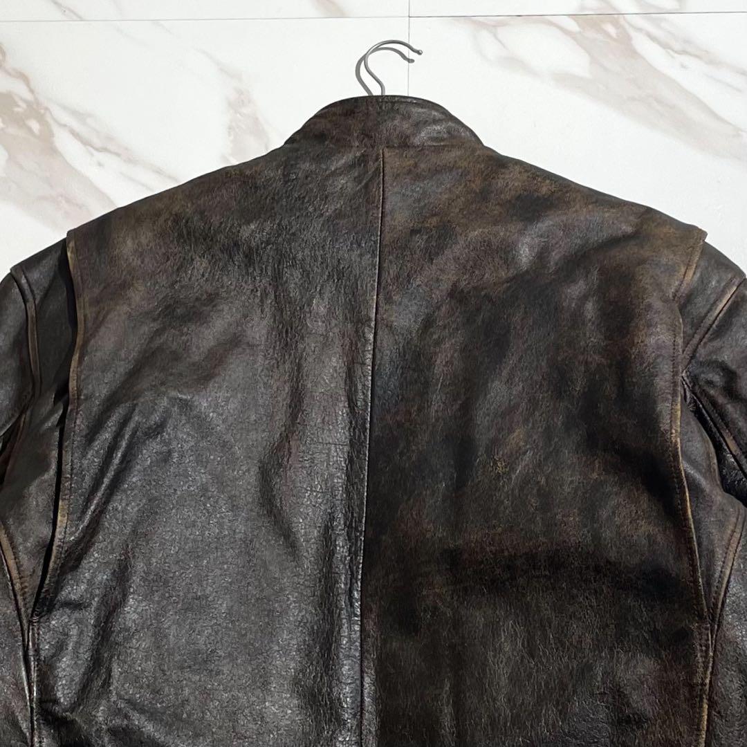[希少3XL/馬革]リューグーレザーズ ライダースジャケット シングル 茶色