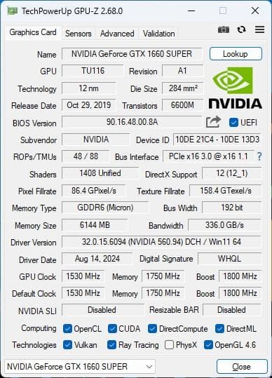 【ジャンク品】NVIDIA GeForce GTX 1660Super 6GB