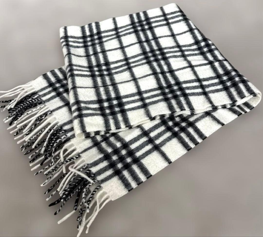 BURBERRY バーバリー ノバチェック マフラー カシミヤ ホワイト