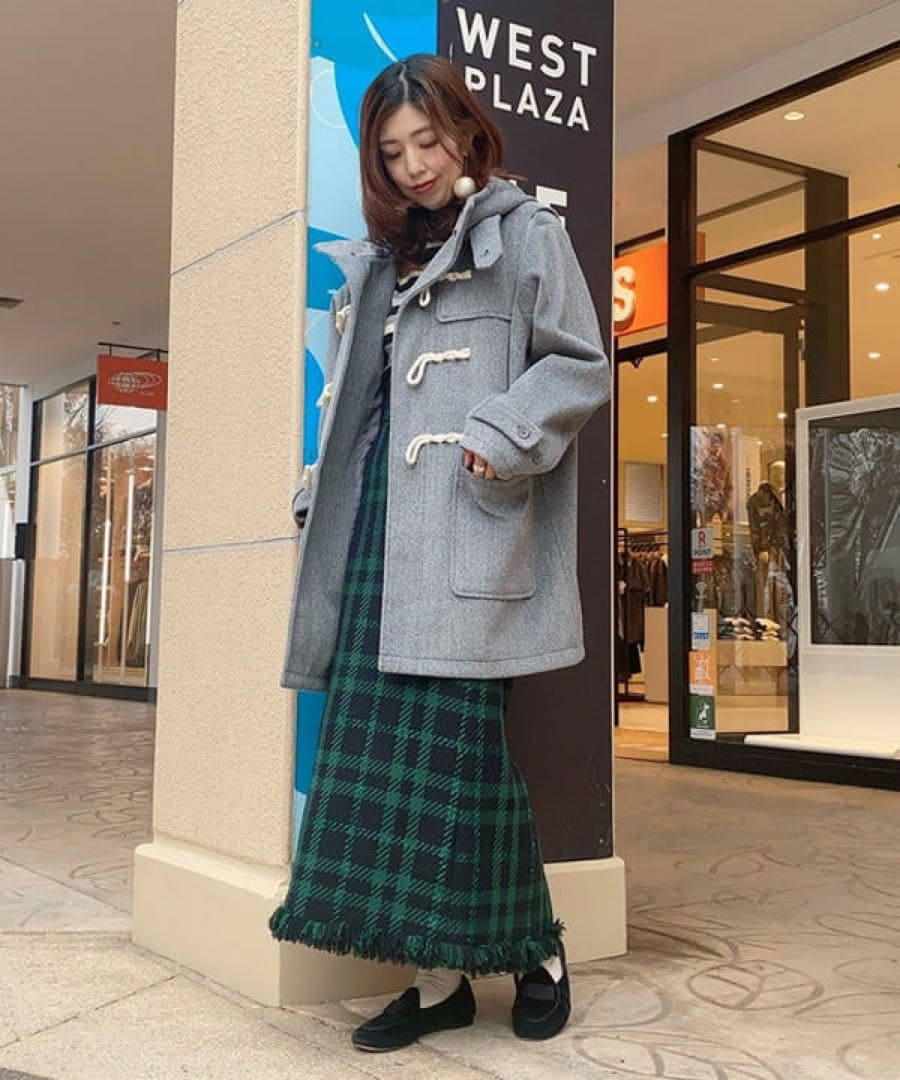 未使用EFFE BEAMS カラーツィードスカート　グリーン