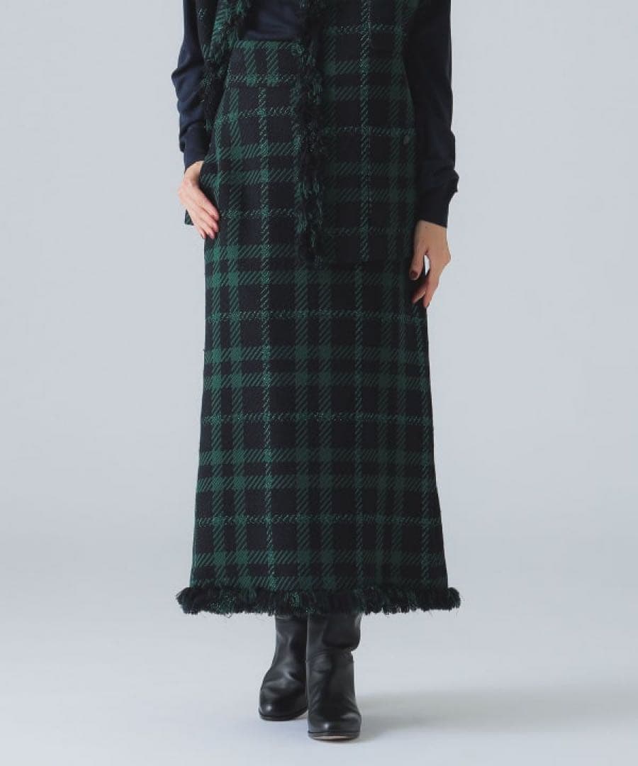 未使用EFFE BEAMS カラーツィードスカート　グリーン