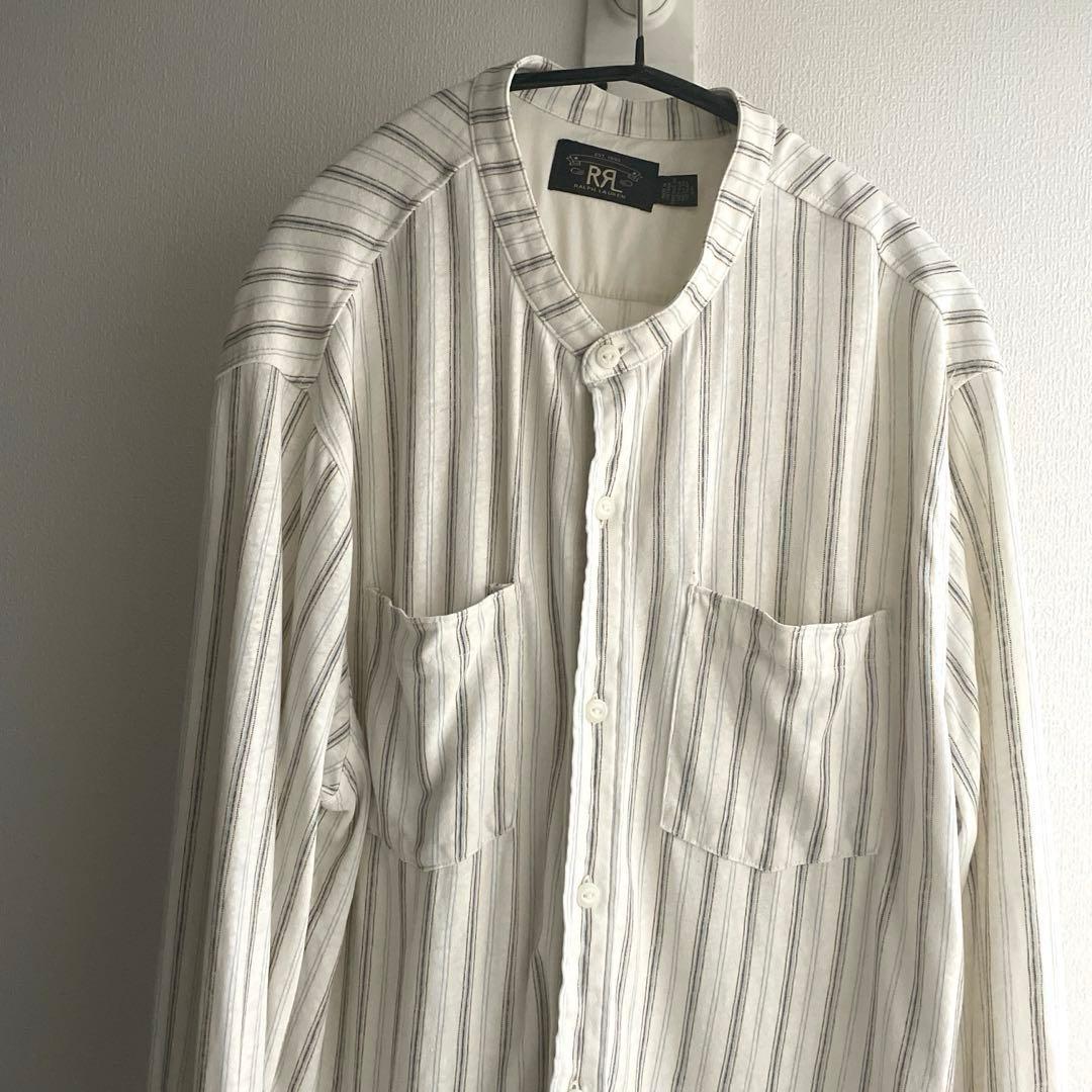 【美品！】RRL Striped Linen-CottonJerseyShirt