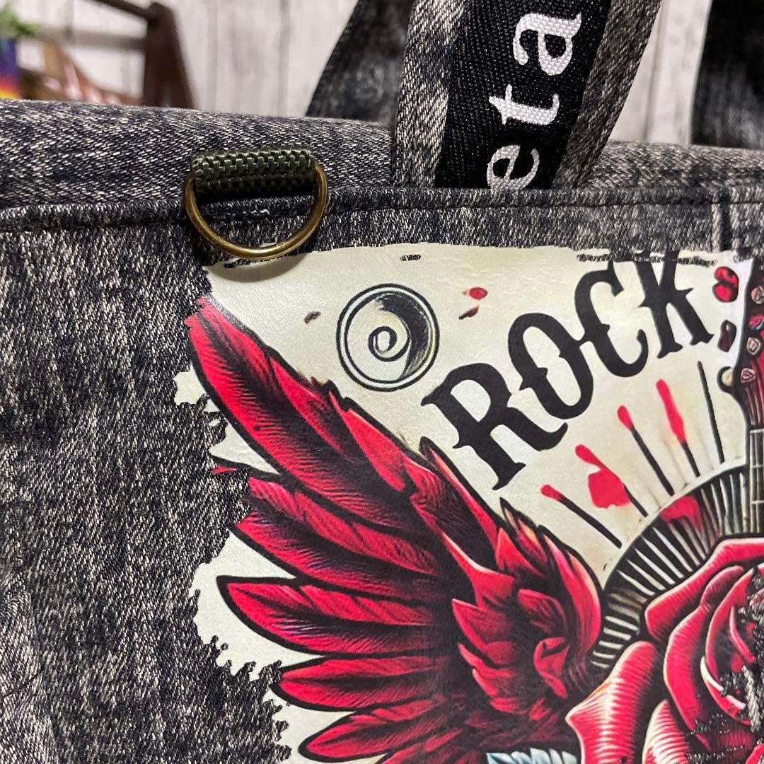 No.523デニムリメイクバッグ　トートバッグ　インディアン　ココペリ 男前