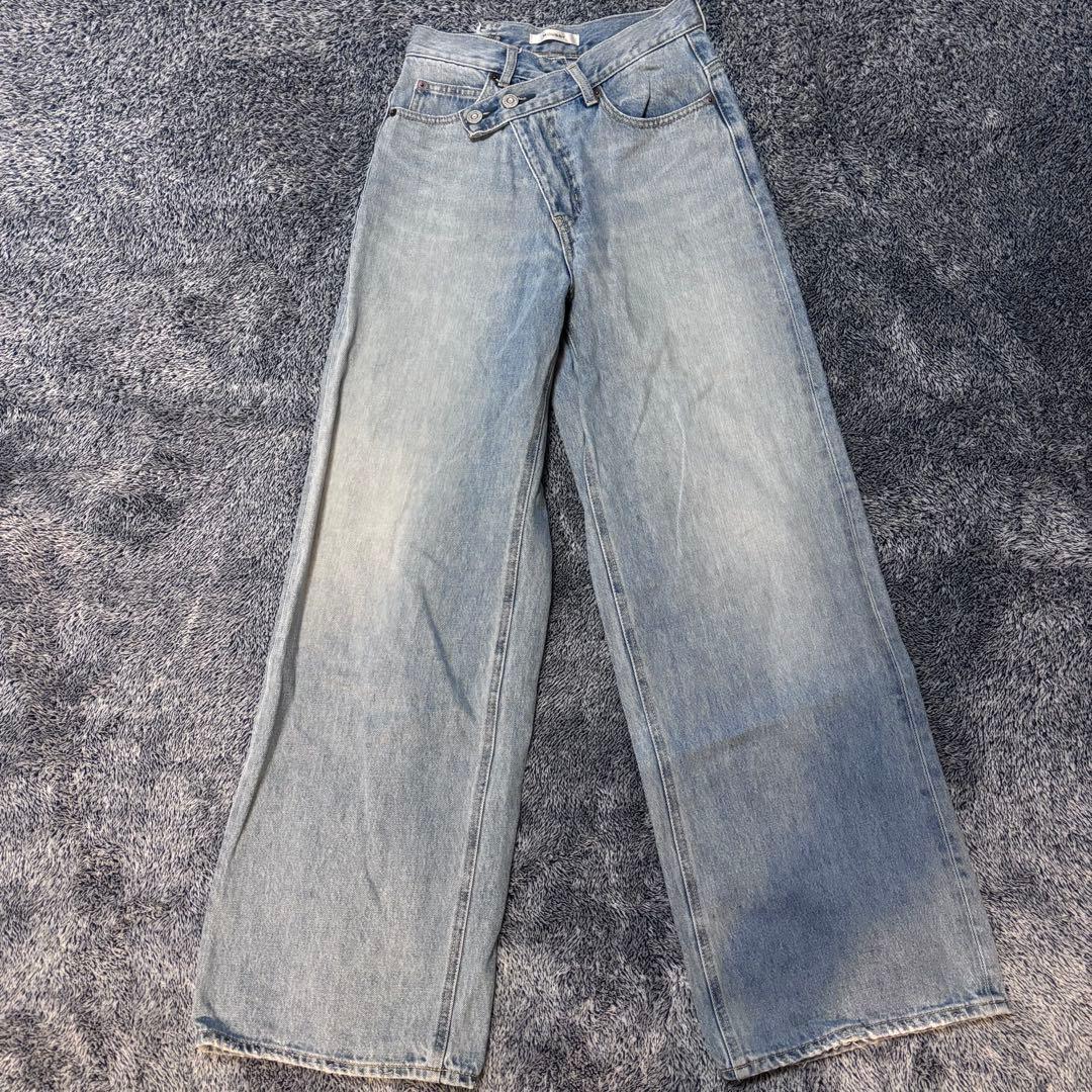 MOUSSY CROSS WAIST WIDE STRAIGHT デニムパンツ