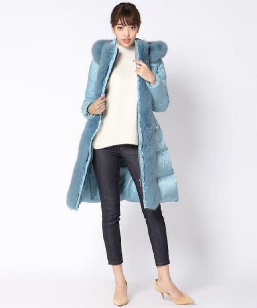 【今月限定価格】Viaggio Blu 水色 シャイニーシャンブレーロングダウン