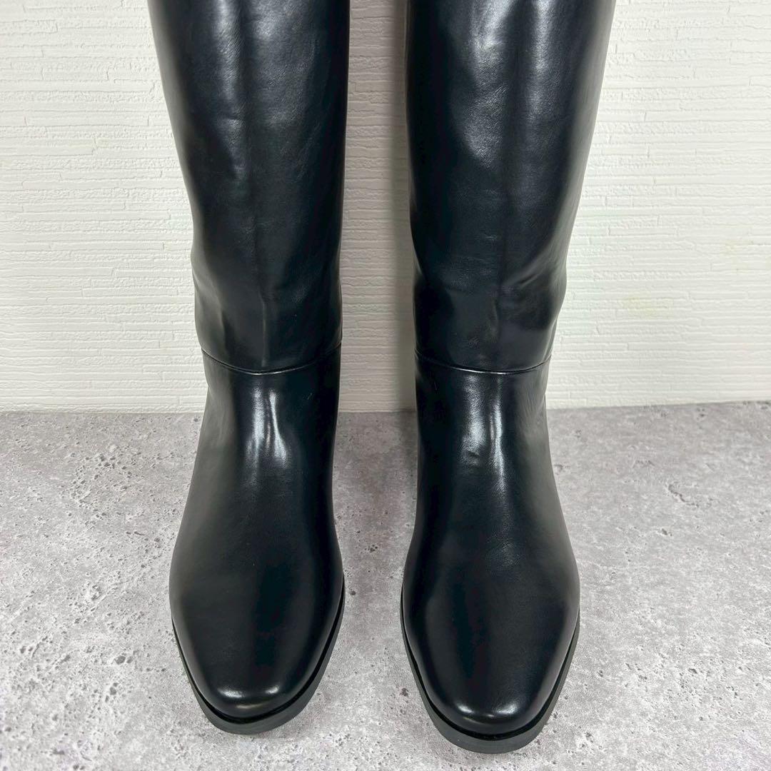 【極美品】ルタロン 2cmワイドシャフトロングブーツ LL レザー