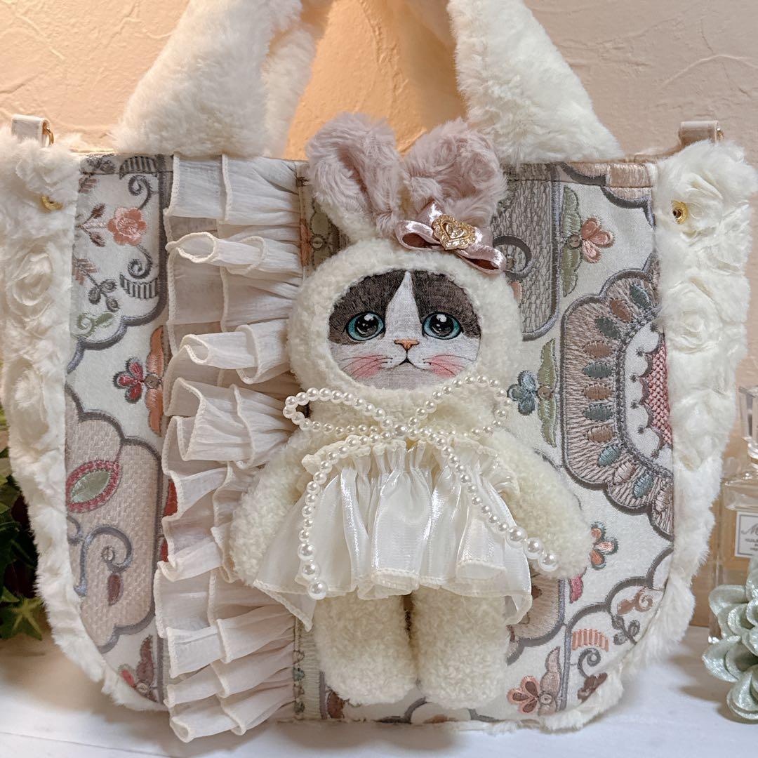 あ*き様 コヤンイサムチョン♡新柄インド刺繍のうさミルクちゃんのラウンドトートバ