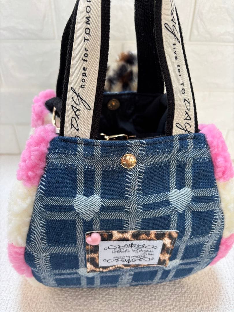 H*U様 コヤンイサムチョン　ハンドメイド　ハートボアバッグ　ピンク　ヒョウ柄う